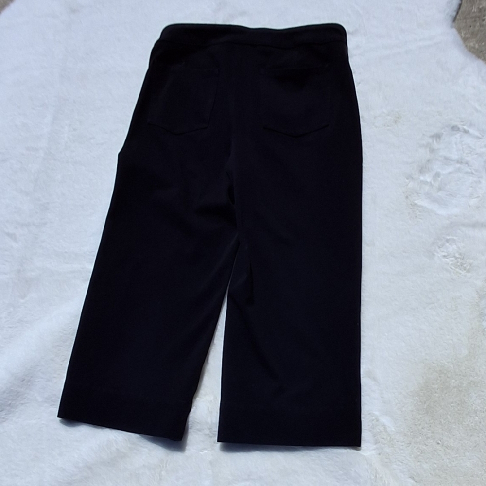 Chico's Pull-on Wide Leg Cropped Stretch Cotton Blend Black Pants Women Size 12P - Picture 5 of 16